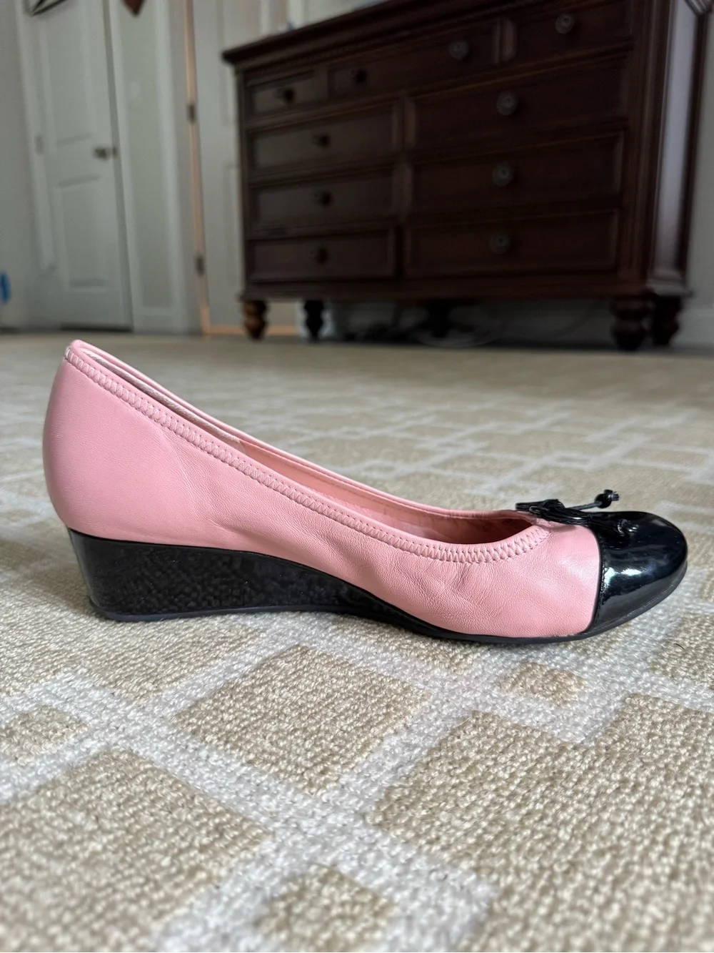 Cole Haan Nike Air Pink Leather Cap Toe Wedge Ballet Shoes Size 8.5 - Picture 5 of 13